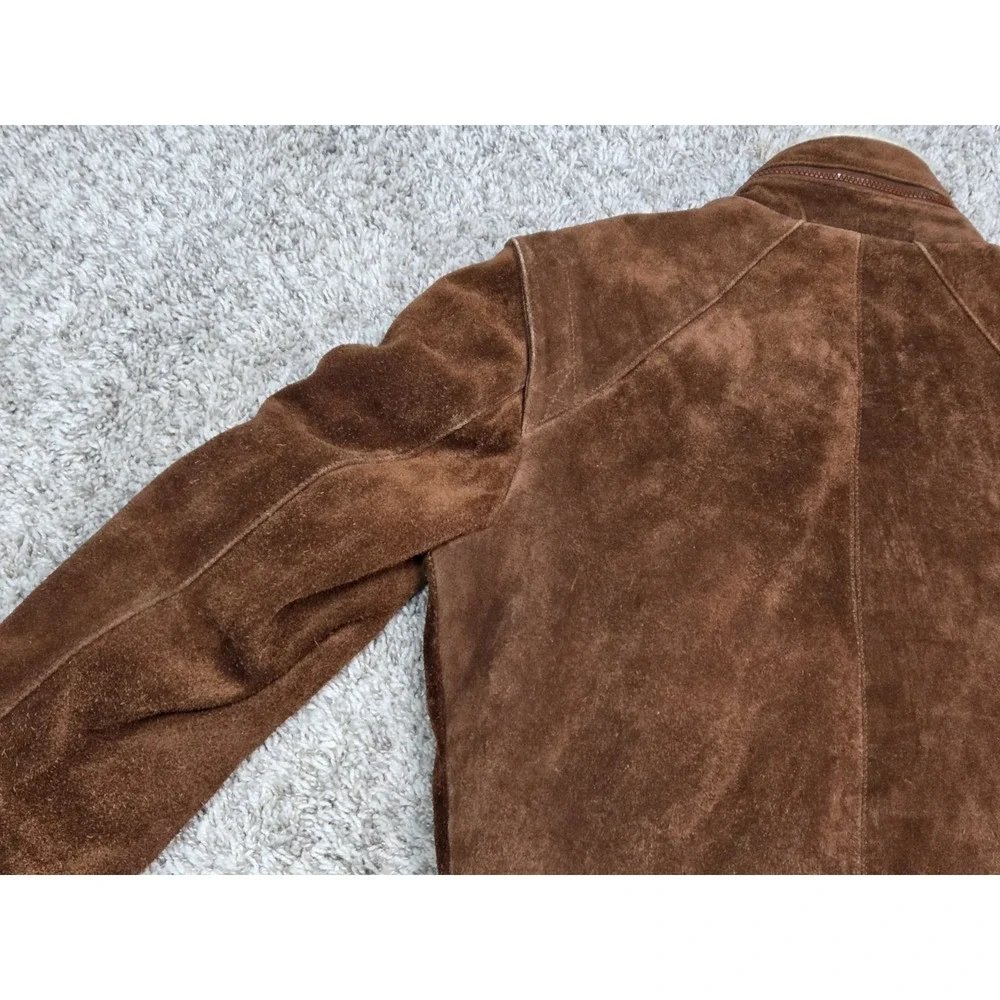 Oui International Mens 40 Suede Leather Bomber Jacket Sherpa Lined Hidden...